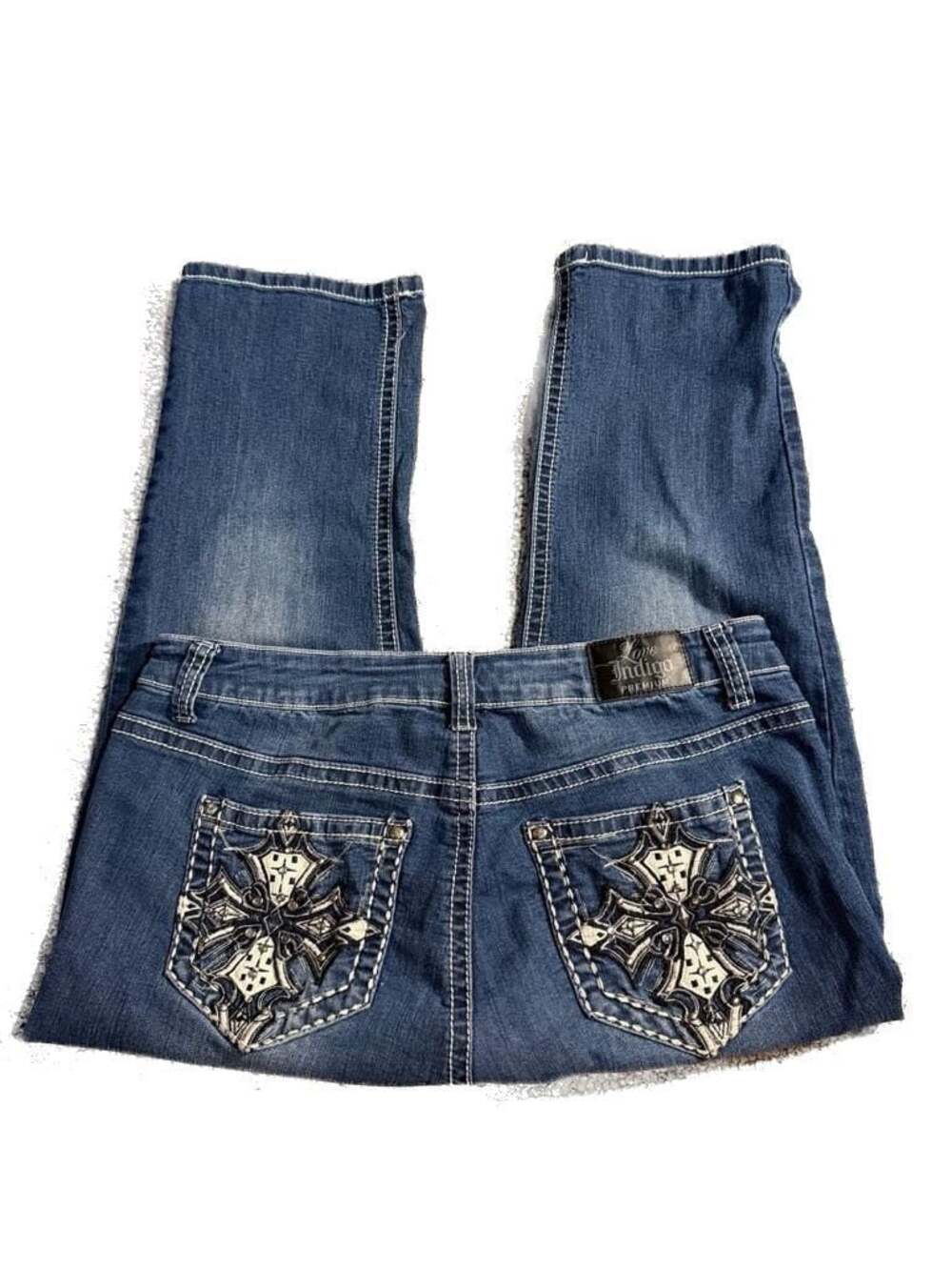 Love Indigo Premium Embellished Cross Pocket Jeans‎ Size 10